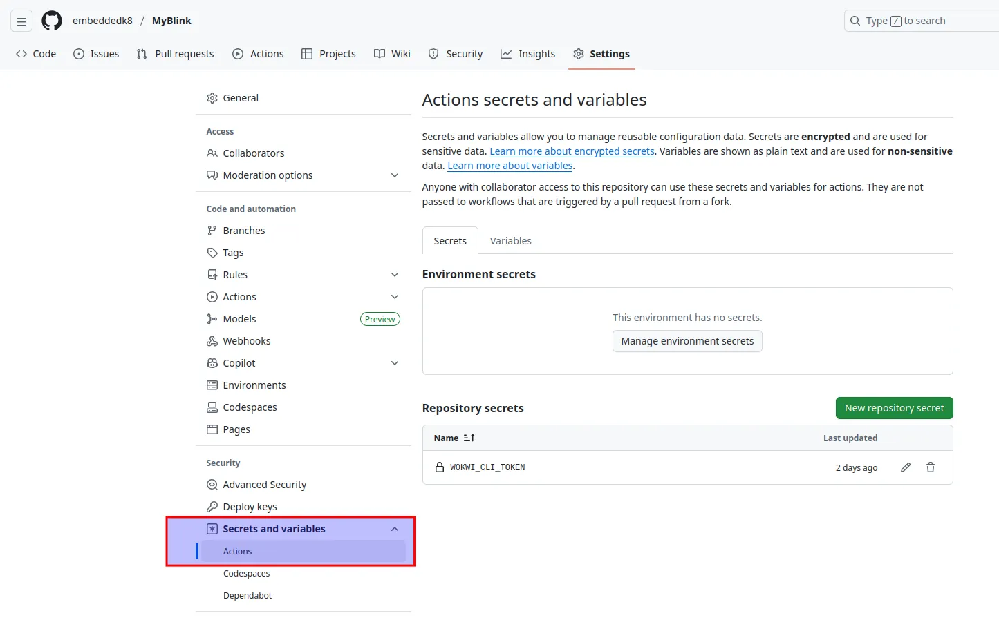 Adding a secret to Github repository Adding a secret to Github repository